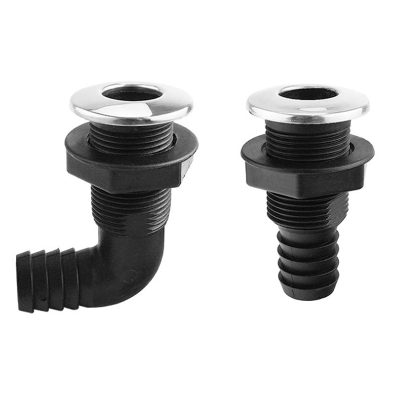Marin Yacttillbehör 25 mm Nylonplast Genomskrovs Länspump Avloppsutloppsfitting