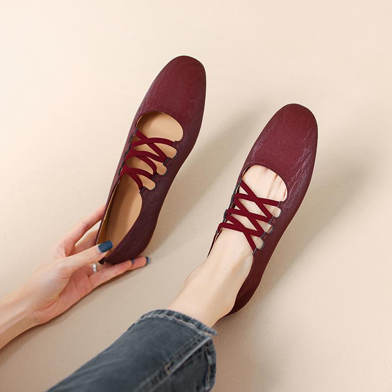 Huge and easy to wear~ Ballet shoes cross elastic Mary Jane shoes soft-soled grandma shoes women's single shoes