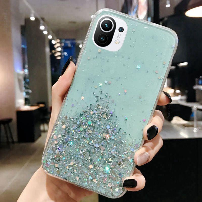 Luxury Bling Glitter Phone Case for Xiaomi Mi 11 Lite NE Ultra 5G NFC Back Case For Xiaomi 11 Pro Bling Glitter Soft Cover Cases