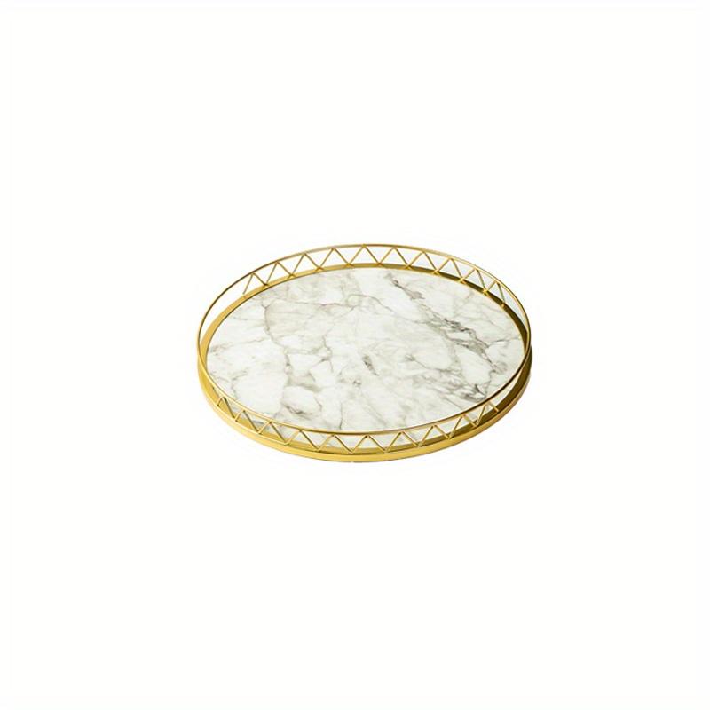 

S/L1pc хранение косметики, орехов и чашек для чая Простой роскошный мраморный поднос, изысканный круглый поднос для фруктов и украшений, многоразовый поднос для чая для дома. White large