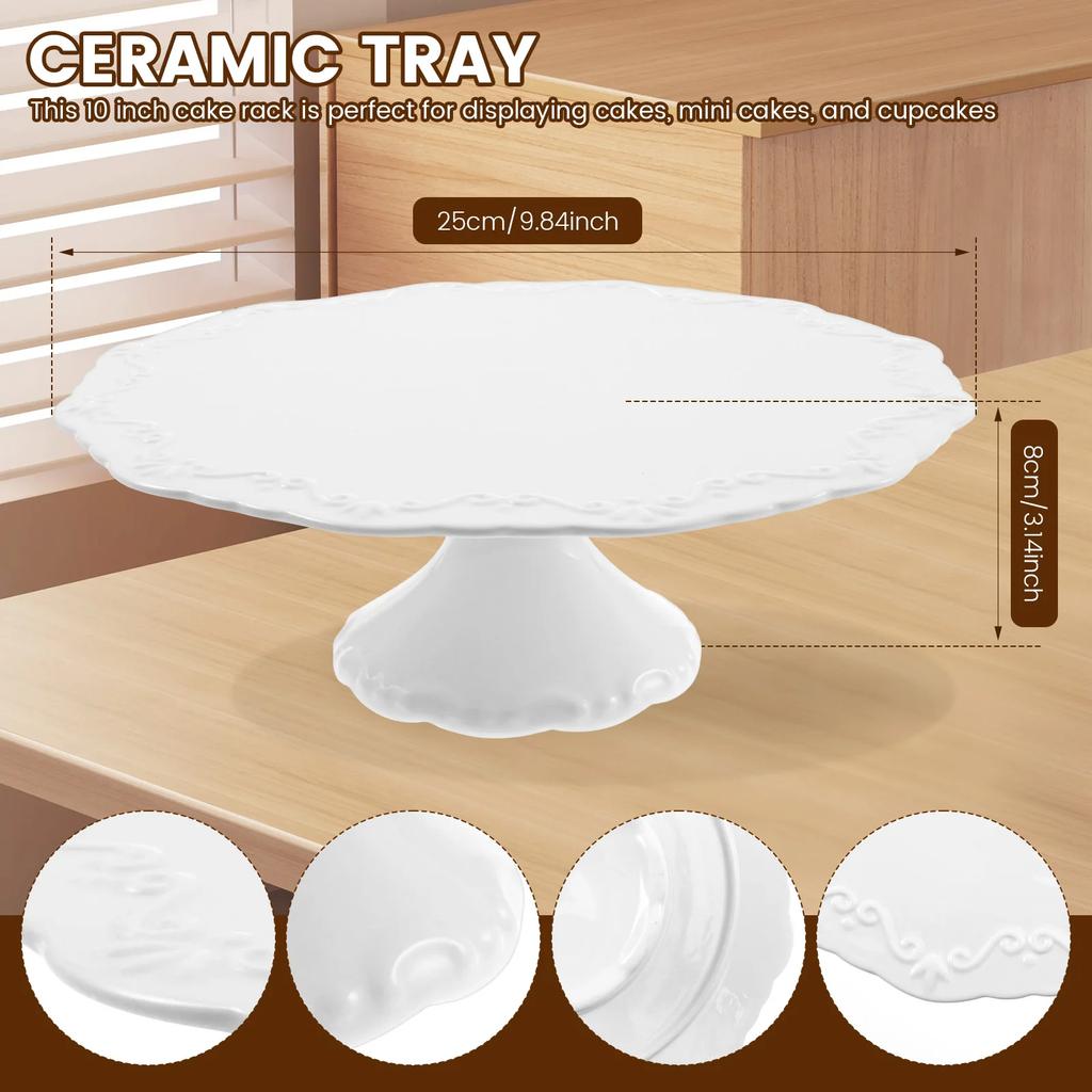 10inch Ceramic Cake Stand for Cupcakes Donuts Decorative Cake Pedestal Stand for Birthday Parties Weddings Baby Shower and Other