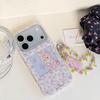 Purple Floral Rabbit Chain Case for iPhone 15/14/16/17 Pro Max