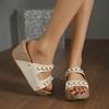 Women's Slippers Pearl Decorative Sandals Casual High Heels Sandals for Women Wedge Slippers Non-Slip Platform Sandalias