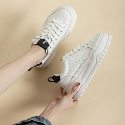 Leder Feder Neu Atmungsaktiv Dicksohlig Leicht Sportliche Schuhe Einzelne Schuhe Freizeit Board Schuhe