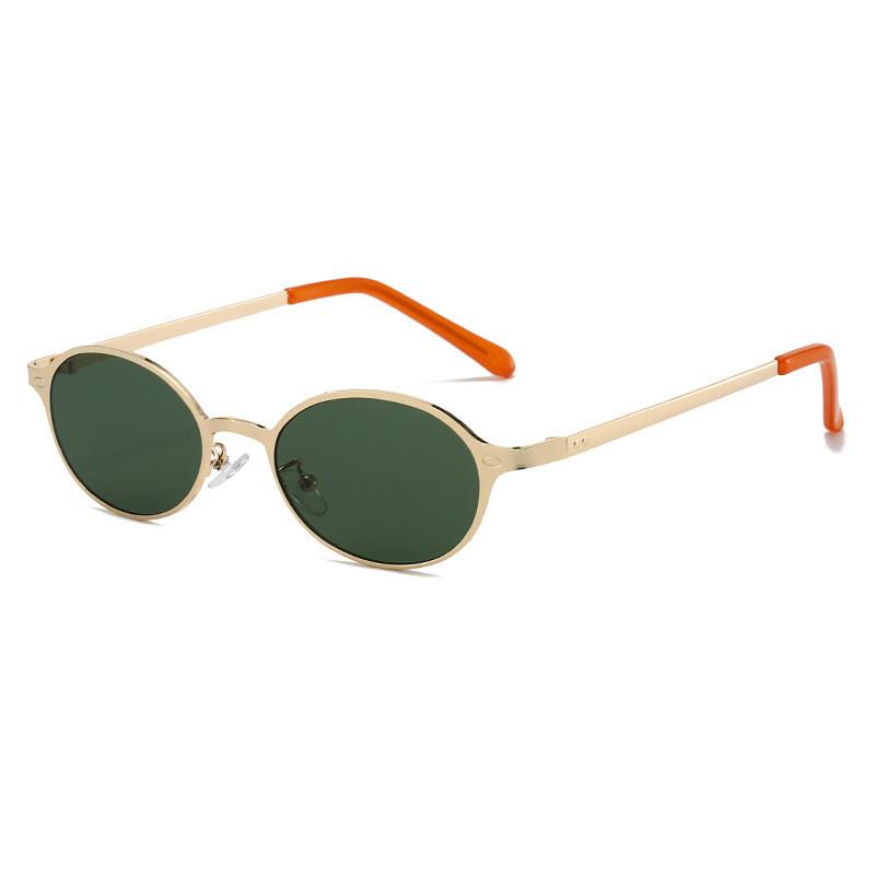 Vintage Oval Metal Sunglasses With Uv400 Protection For Outdoor Activities And Fashion