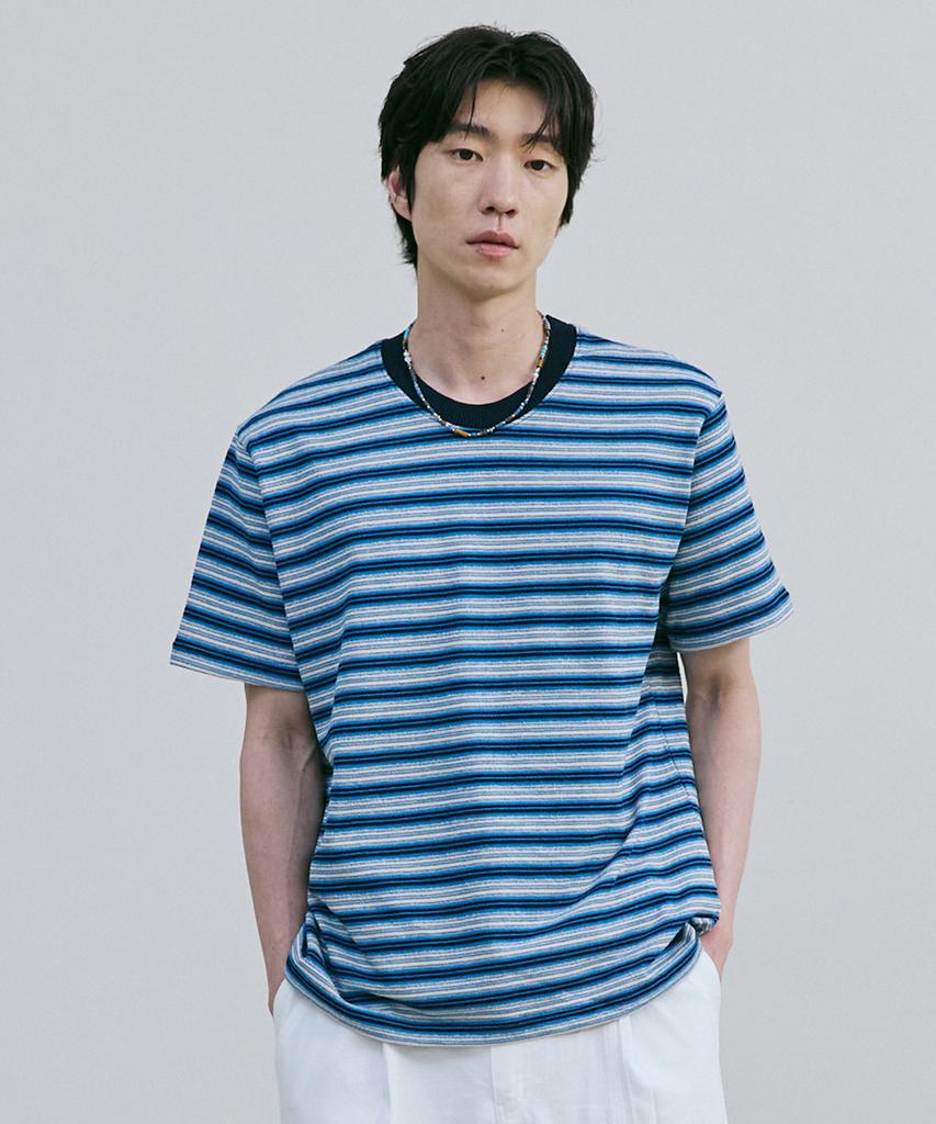 Beleudeunua Log Texture Knit Stripe Tee