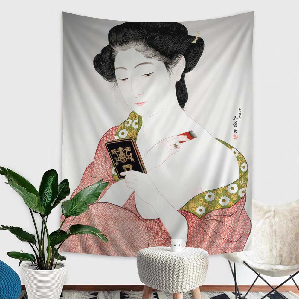 Japanese Geisha Hanging Bohemian Tapestry Hanging Tarot Hippie Wall Rugs Dorm Home Decor
