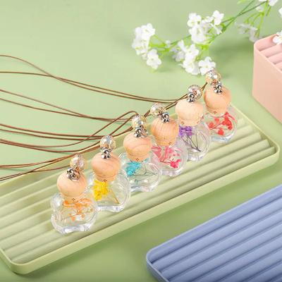 8ml Car Refillable Dry Flower Fragrance Bottle Perfume Hanging Bottles Aromatherapy Air Freshener Diffuser Auto Sapper Pendant