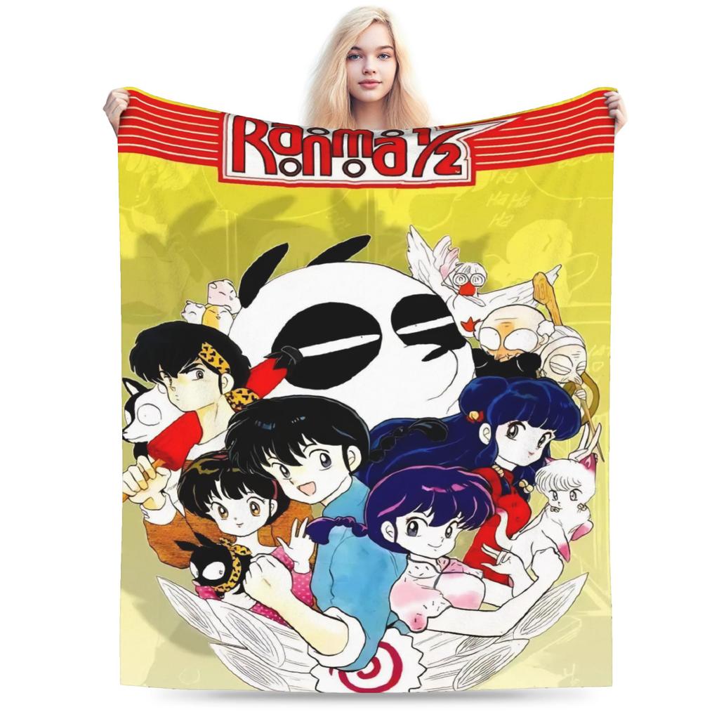 Ranma 1/2 Shampoo Manga Blankets  Wool Funny Warm Throw Blankets for Bedding Lounge  Winter