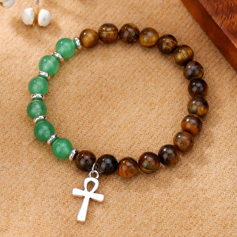 Bracelet Élastique Tigre Oeil en Cristal Européen, Bijoux en Perles de Pierre Naturelle