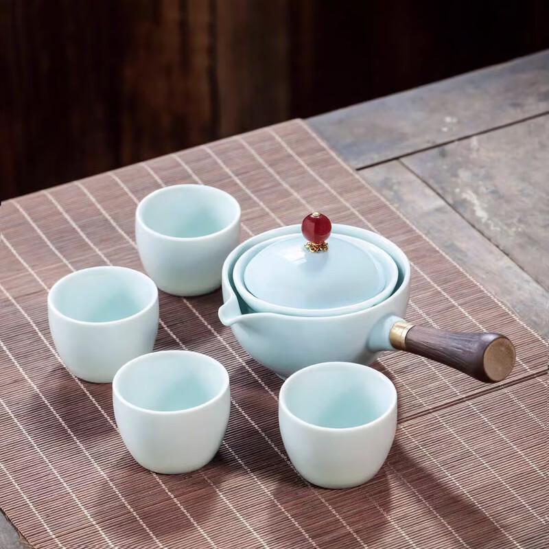 Ting Le Chinese Black Pottery Teapot Set