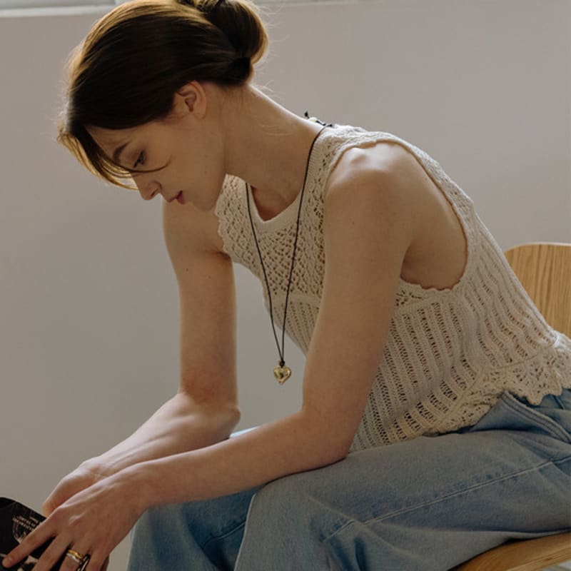 HAS HA049 Volume Heart Long Necklace