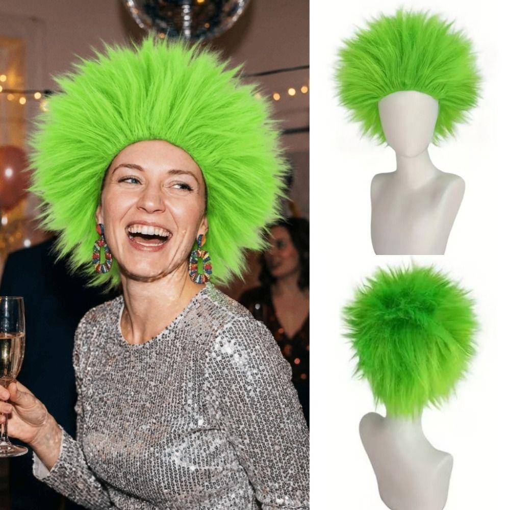 Perruque Homme Anime Courte Lisse Verte Halloween Cosplay Perruques Tête Explosive Moelleuse Jeu de Rôle