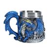 Western Monster Dragon Mark Coffee Cup, Stainless Steel Dragon Statue Water Cup, 3D Castle Guardian Dragon Beer Cup