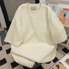 Cotton American Casual Solid White Basic Short Sleeve T-shirt Summer Unisex Couple Top