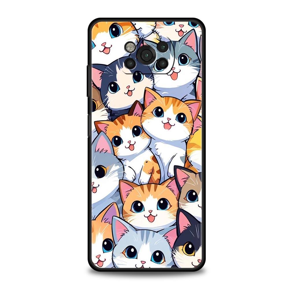 Colorful Cat Design Phone Case Cover for Xiaomi Poco F7 Ultra F6 F5 F4 F3 X6 X5 X4 X3 NFC C51 C55 M4 GT 5G Soft TPU Shell Capas