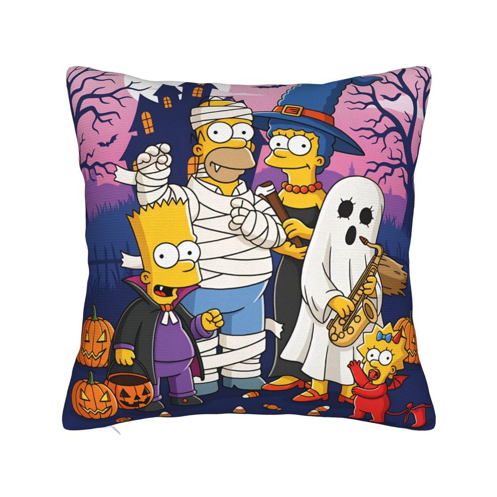 Pillow Cover SSimpsons Spooky Springfield Shenanigans Halloween Novelty Pillow Case For Couch Sofa Bedroom Pillowcases