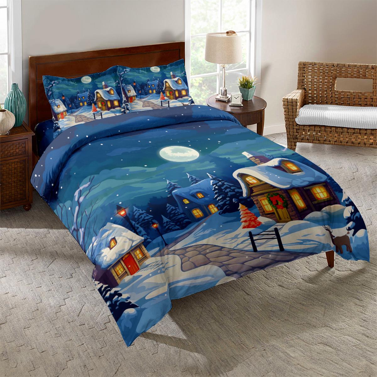 

Пододеяльник с романтическим сочельником и снежным узором