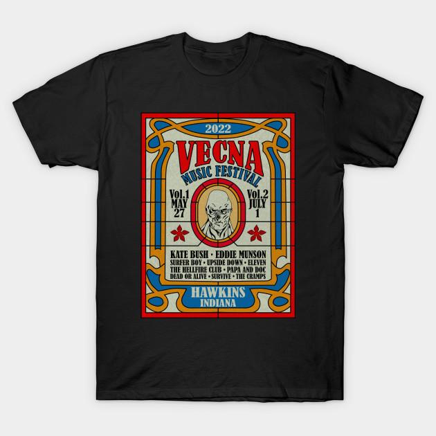 Men Black Print T-shirt Vecna Music Festival - Stranger Things No-Cut Transfer Paper Print Cotton Tshirt S