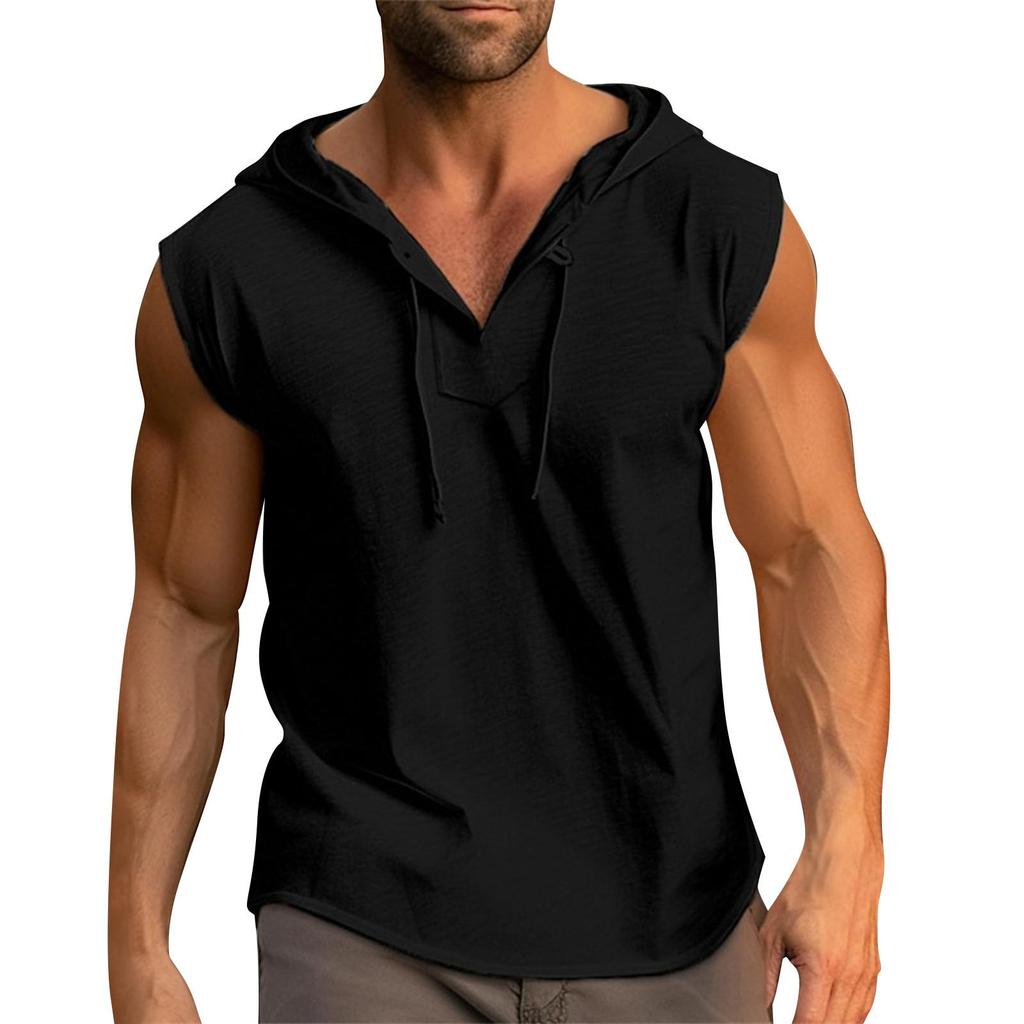 Débardeur décontracté à manches courtes pour hommes, couleur assortie