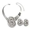 Vintage Geometric Twist Thread Digital Flower Collar Personalized Exaggerated Corrugated Collar Earrings Set