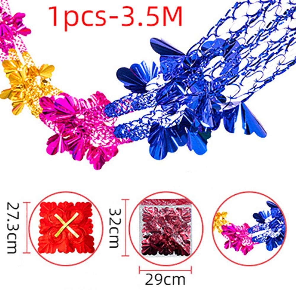 1/4pcs Xmas Gift Christmas Metalic Foil Garland Multi Colour Wedding Accessories Ceiling Wreath Creative Party Supplies