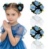 Aylhfo Girls' Spring 2pcs Colorful Flower Wig Scrunchies/Cute Bohemian Style Fabric Flower Wig Ponytail Hair Ties