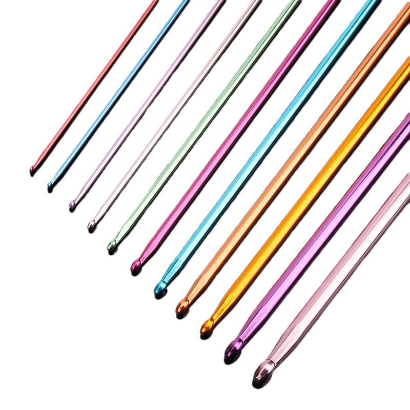 Colorful Handcrafted Wool Scarf Sweater with Anodized Aluminum Knitting Needles and DIY Afghan Crochet Tools