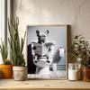 Humorous Bathroom Decor Poster with Dog Reading Newspaper