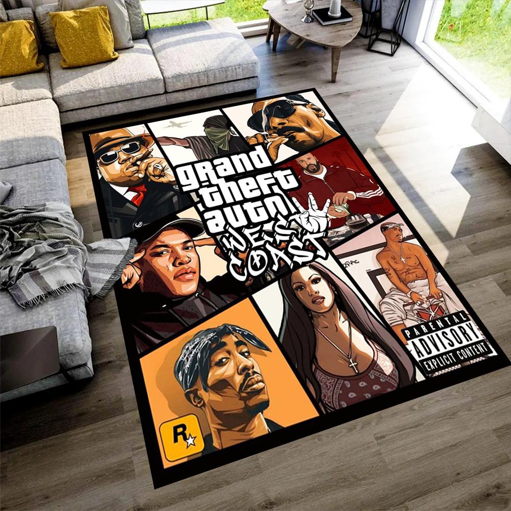 Grand Theft Auto Teppich Perfekt für Schlafzimmer Esszimmer Dekorieren Sie Zimmer Eingangsbereich Rutschfester Teppich Anime Büro Dekor Geburtstag Weihnachtsgeschenk