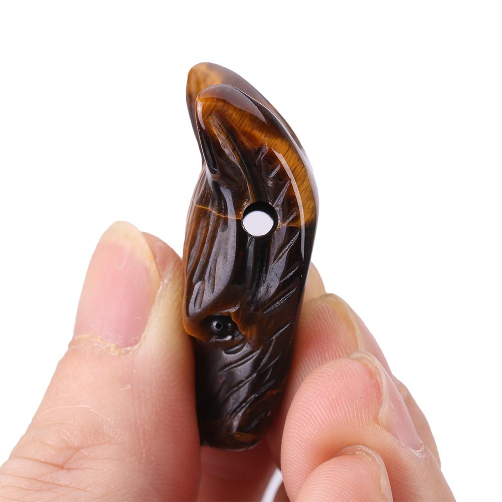 1pc Wolf Head Shaped Pendant Natural Tigers Eye Stone Charm Small Adornment 4cm