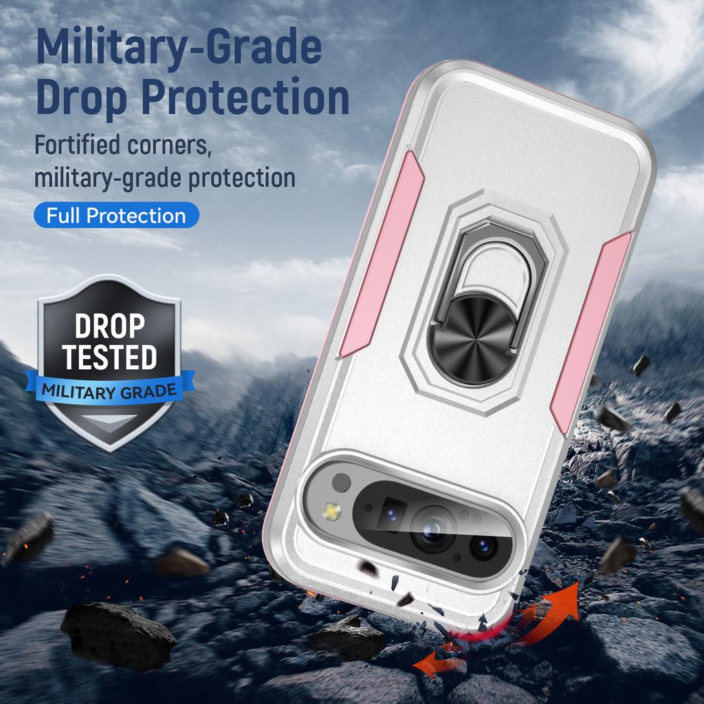 For Google Pixel 9/Pixel 9 Pro Case Military Grade Ring Kickstand PC+TPU Phone Cover
