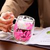 Double Wall Glass Inside Resistant Tea Latte Insulated Heat Mug with Floral Mug 250ml Cute