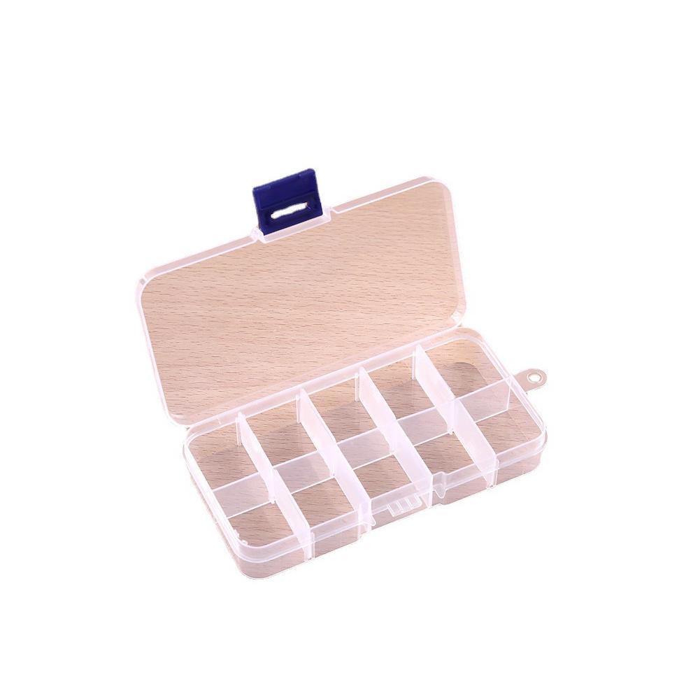 Portable 10 Grid Storage Box Plastic Small Item Storage Box Rectangular Storage Box PP Plastic Transparent Box