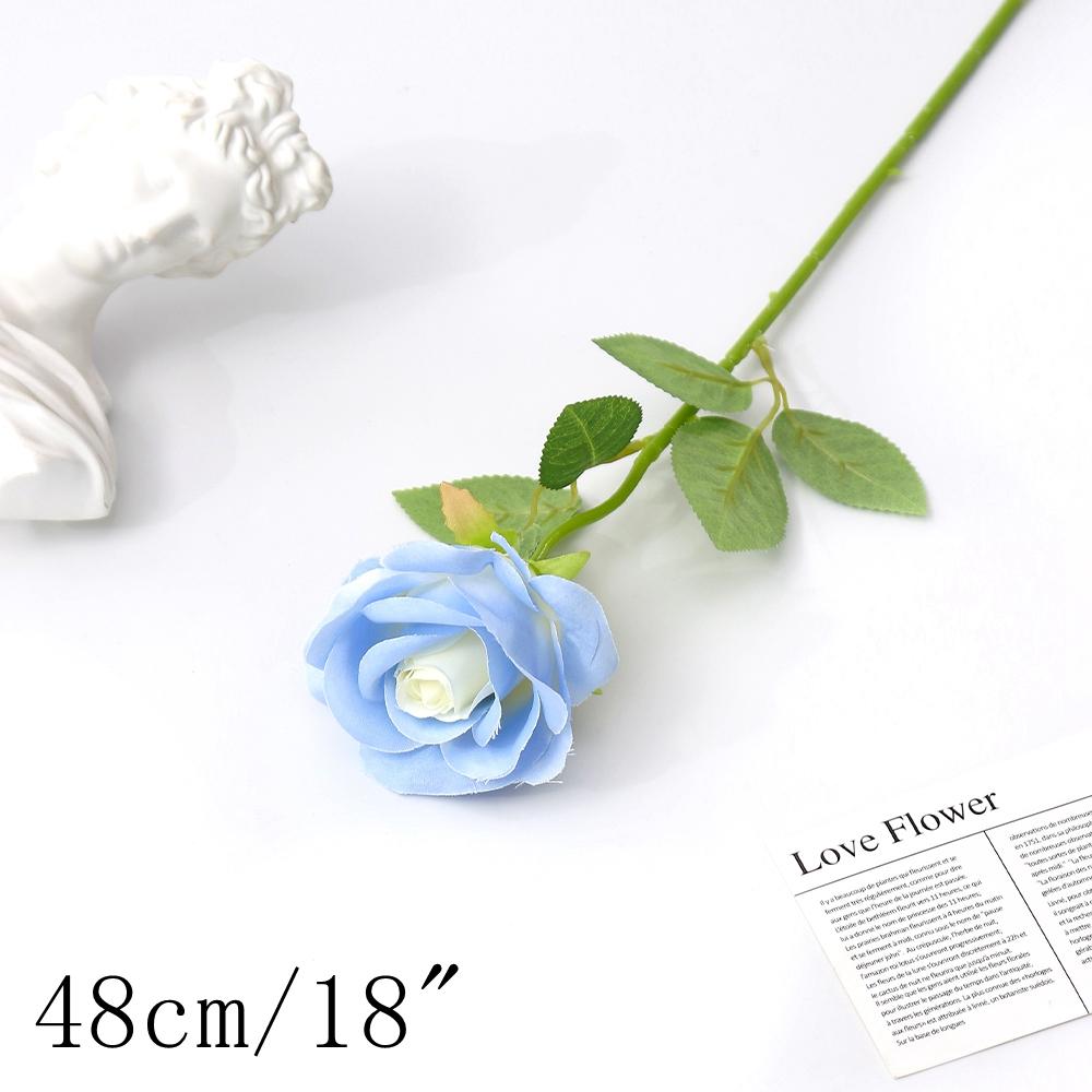 Blue Artificial Flowers Bouquet Rose Fake Flowers for Indoor Home Decor Garden Wedding Party Decoration Outdoor Vase Accessories