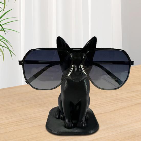 Cat Glasses Holder 3D Printed Black Cat Eyeglass Stand Decorative Eyeglass Organizer for Home Bedside Table Office Desk Accessory