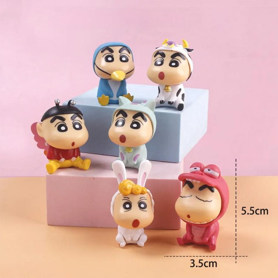 Crayon Shin-Chan Figures  Kawaii Anime Desktop Ornaments Cartoon Watching TV Phone Support Cute Doll Decorations toy