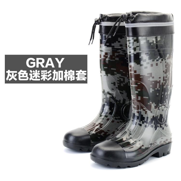 Water Shoes Thickened Rain Shoes Men's Tall Tube Camouflage Rain Boots Long Tube Rubber Shoes High Quality Waterproof