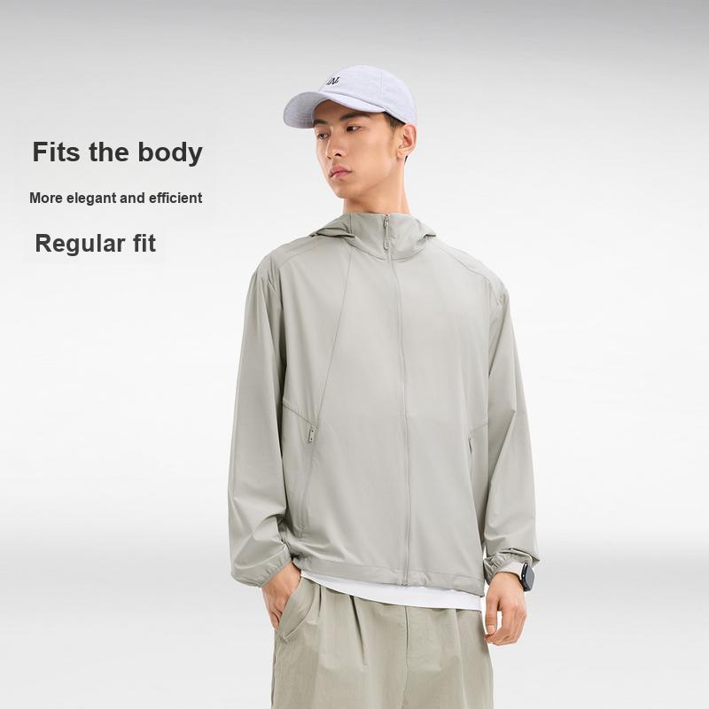 Li Ning Outdoor CF Lightweight Breathable Ice Comfort UPF 50+ Hooded Sun Protection Jacket Men jackets Cooking-Smoke-Gray AFDWE57-2