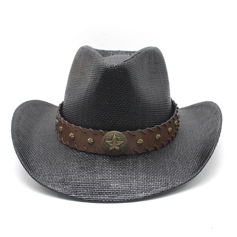Hot Sale Hardshell Straw Western Panama Cowboy Hat Knight Hat Beach Visor Sun Hat