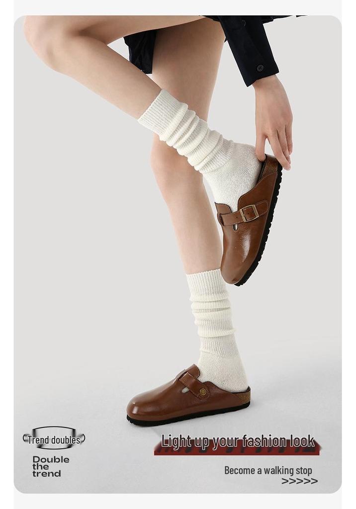 Renaissance Women's Off-White Wool Mid-Calf Slouch Socks - Warm & Versatile for Autumn/Winter