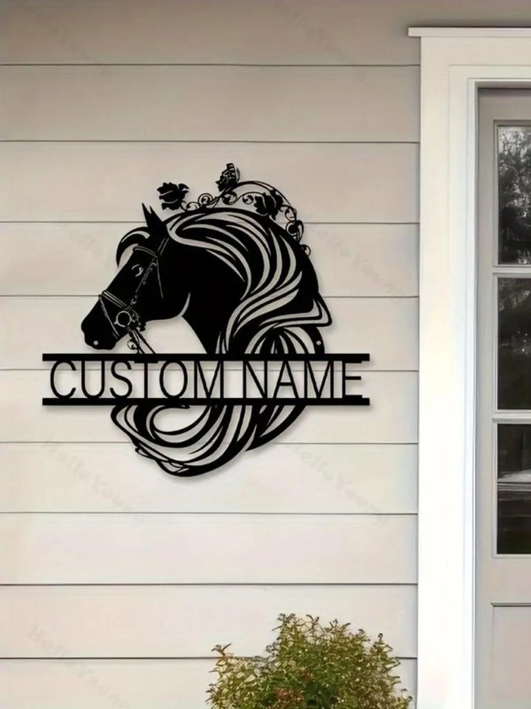 Horse Head Metal Wall Art Custom Name Sign Farmhouse Porch Decor