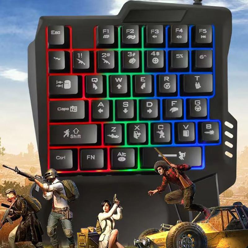 Rgb Gaming Keyboard Single Hand Mini Usb Ultra-Slim Wired 35-Keys Onehandedly Backlight Keyboard For Computer Pc Laptop