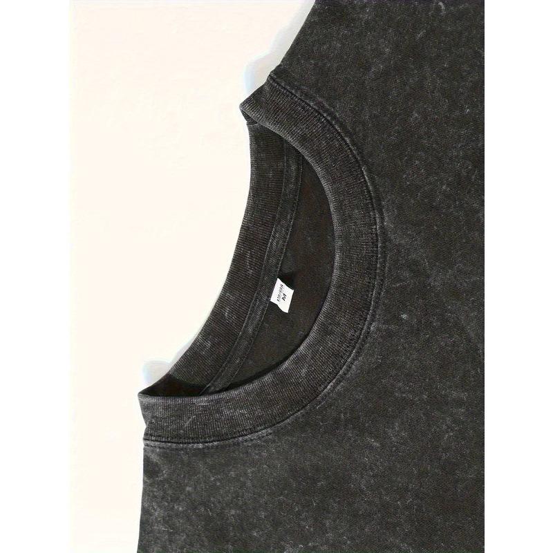 European Size Men's Vintage Washed Cotton, Oversized Loose Fit, Unique Sun and Moon Pattern Print, Casual Fashion Suitable for Casual Wear