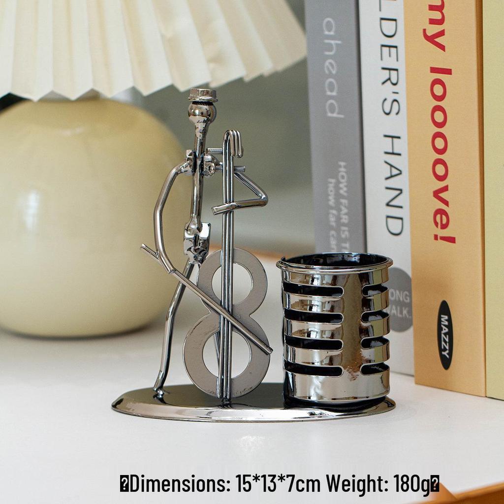 Band Little Iron Man Wrought Iron Figurine for Home Decor and Wine Cabinet Decoration