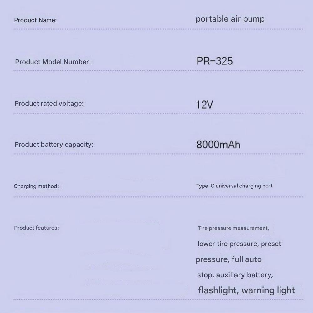 Portable Wireless Tire Pressure Inflator All-in-One Set: 6000mAh