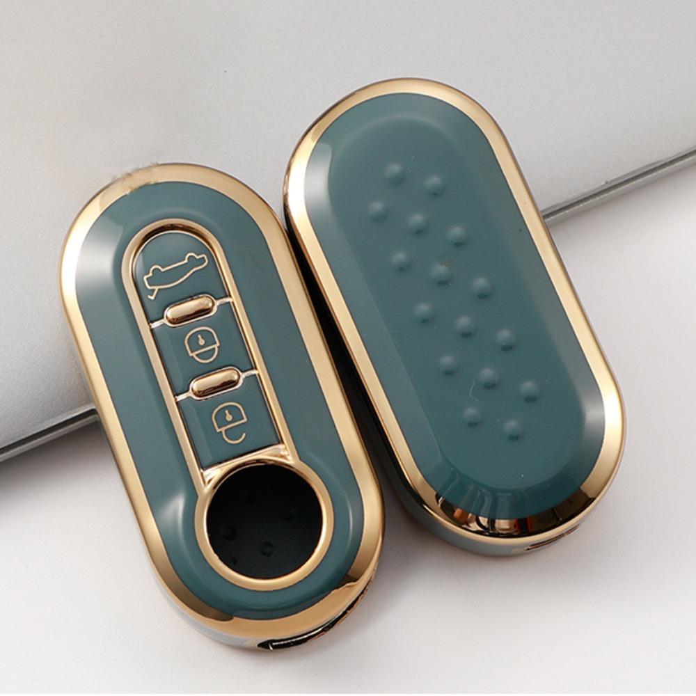 Schlüsselhülle mit goldenem Rand für Fiat 500 Bravo Iveco Daily Autoschlüssel Schutzhülle