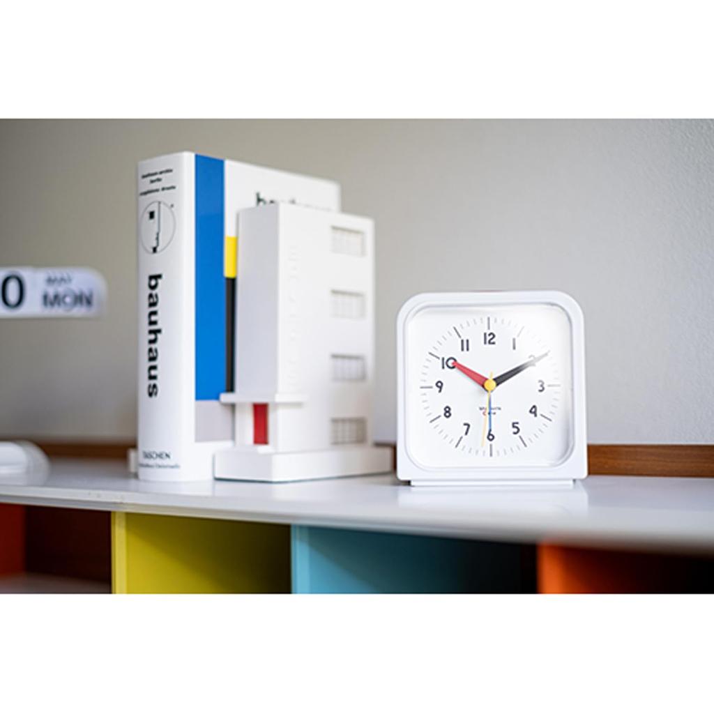 El Commune Bauhaus GENE ALARM CLOCK Universal Alarm Desk Clock, White, DCL-009