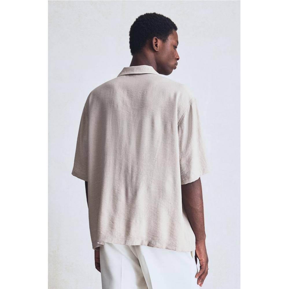 H M Regular Fit Crinkle caMp sHirt Beige