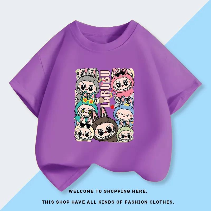 Labubu 3D Принт Мальчики Девочки Детские Футболки Милые Популярные Модные Повседневные Детские Футболки 140